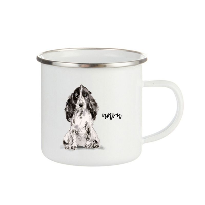 kopp Cocker  Spaniel svart hvit
